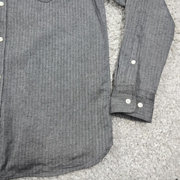 Flint and Tinder Shirt Mens Large Gray Herringbone Button Down Long Sleeve Twill - Picture 2 of 11